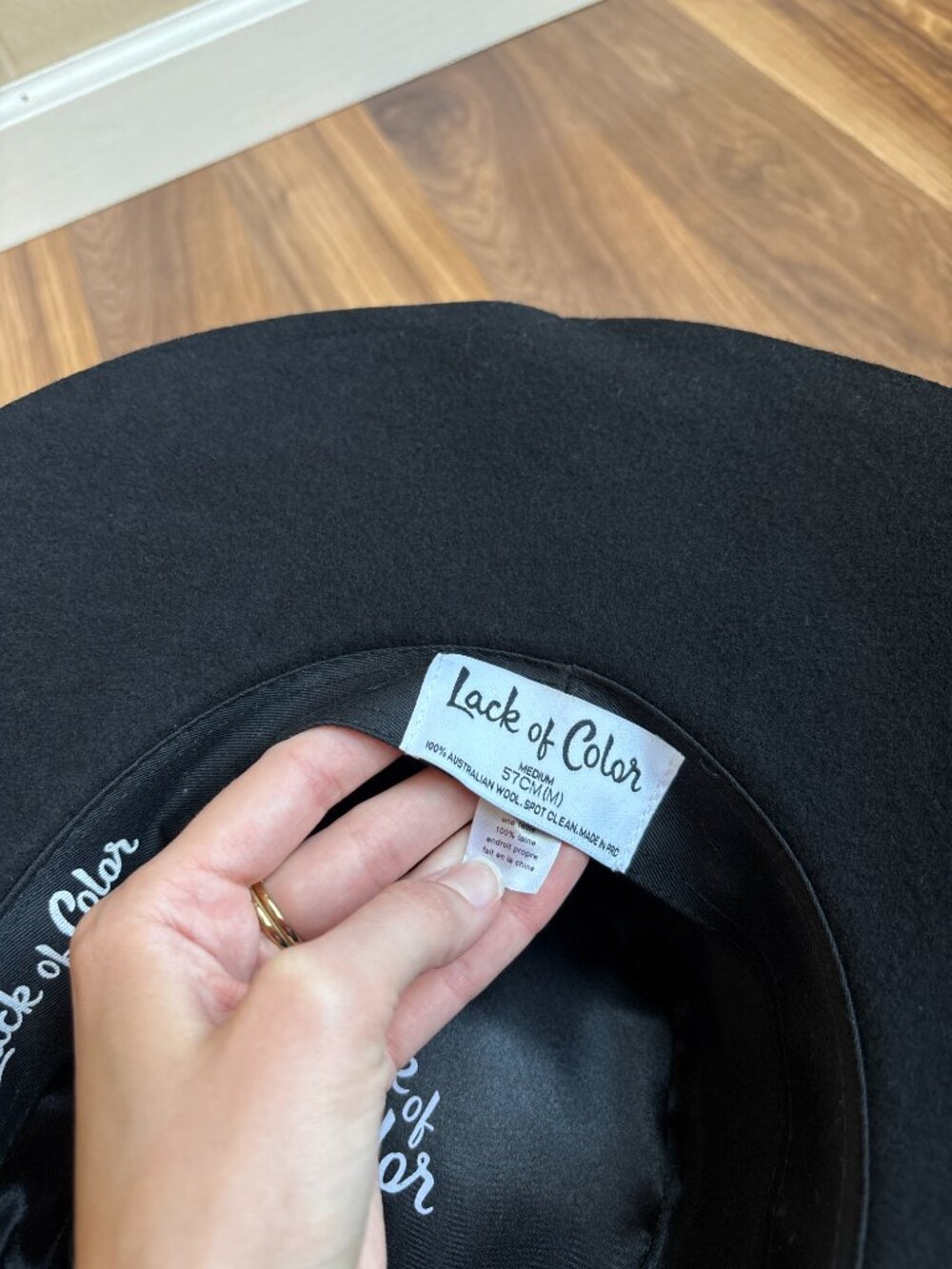 Lack of Color Celestial Black Australian Wool Boater Hat - Picture 11 of 11
